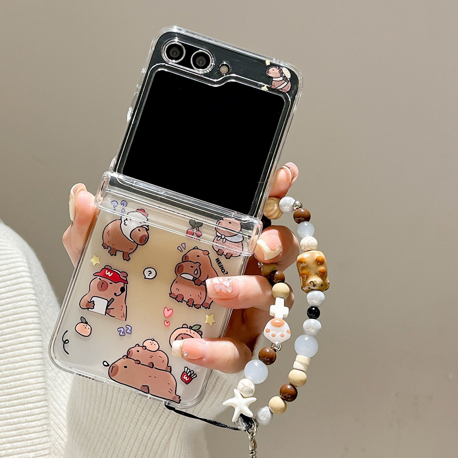 [🎉New Product✨] Cartoon Capybara Phone Case Suitable For Galaxy Z Flip 3/Galaxy Z Flip 4/Galaxy Z Flip 5/Galaxy Z Flip 6