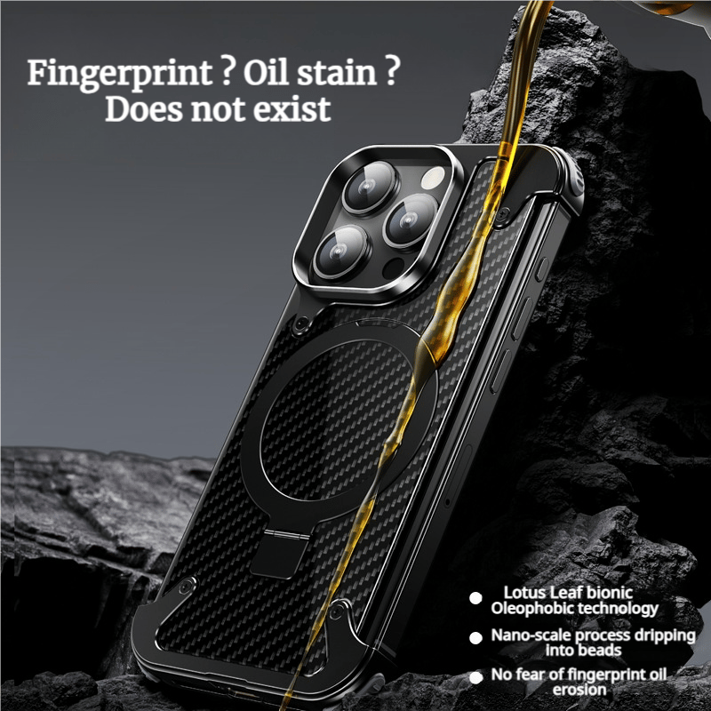 Frameless Carbon Fiber Texture Magnetic Bracket Case