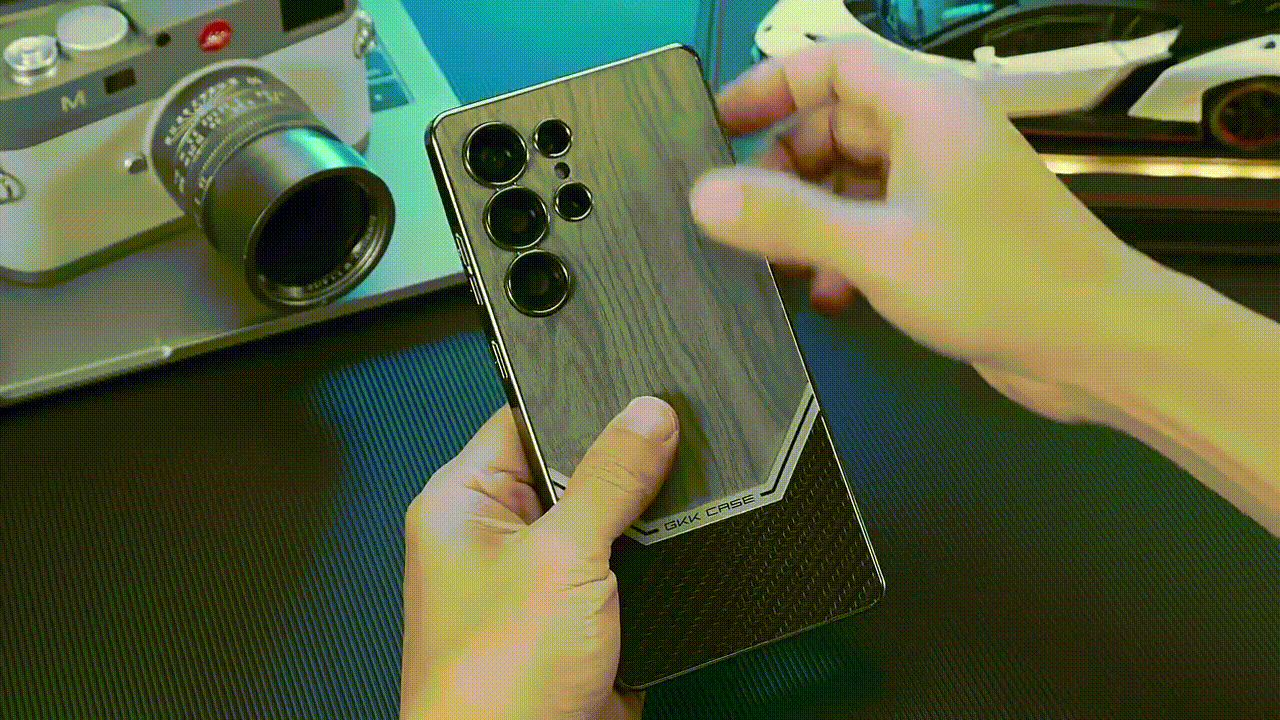 Electroplated Plain Leather Wood Grain Phone Case for Galaxy S25 Ultra(Only Case)