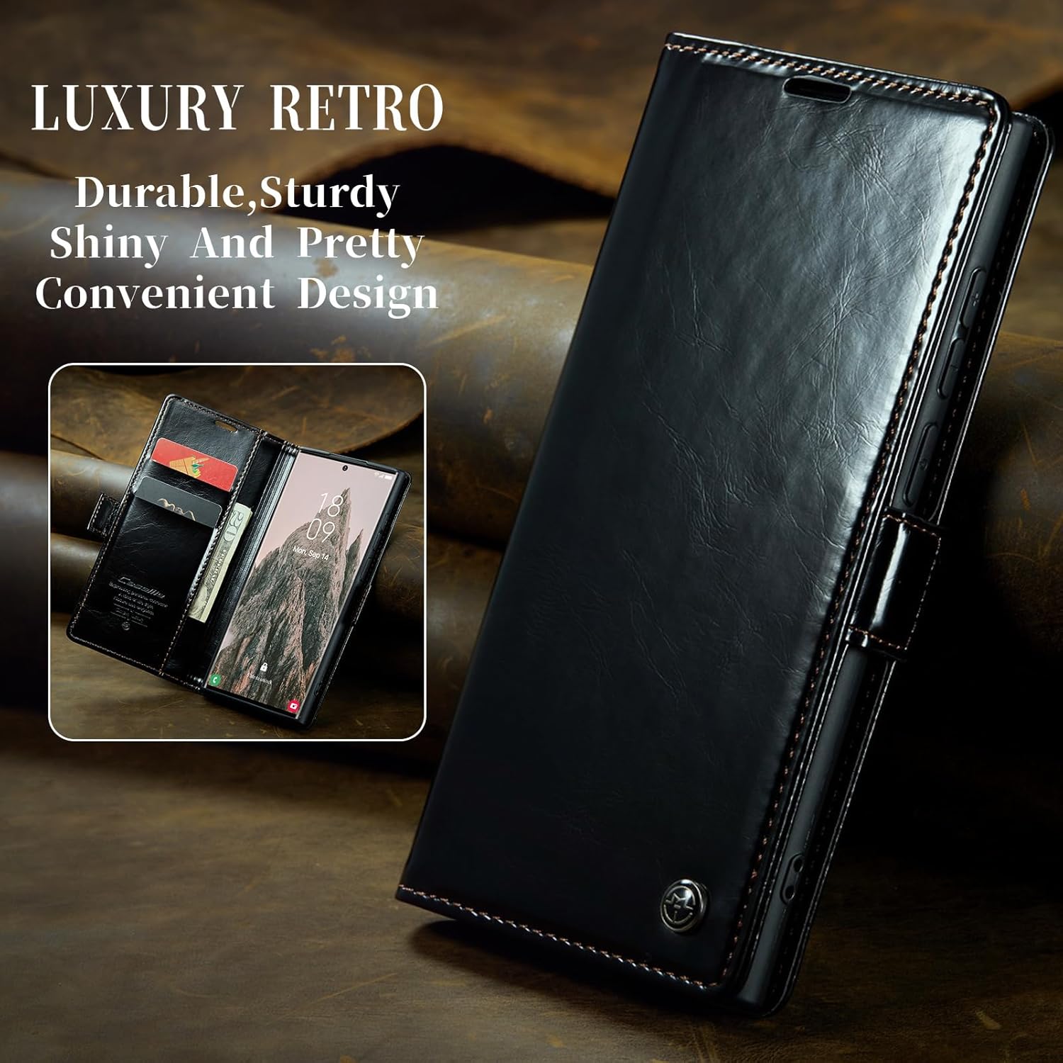 Crazy horse pattern card holder for Galaxy S24/S23/S22/S21/S20 Series