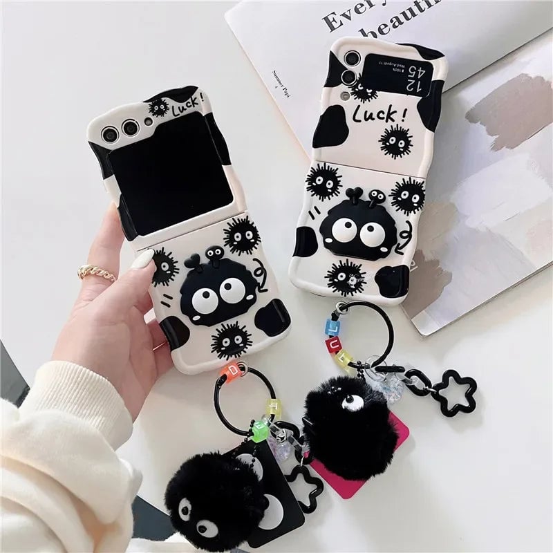 New Cartoon Cute Briquettes Twisted Edge Soft Shell Phone Case for Galaxy Z Flip 3/Galaxy Z Flip 4/Galaxy Z Flip 5/Galaxy Z Flip 6