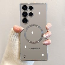 Transparent Ultra-Thin Electroplated Magnetic Case with Lens Film for Galaxy S22/S23/S24/S25 Series