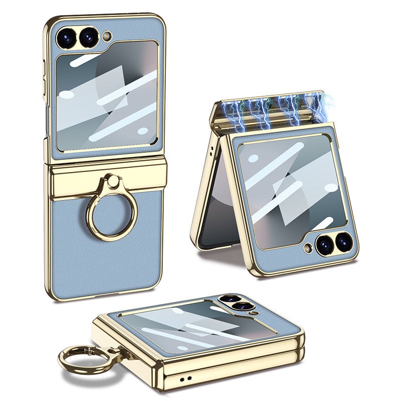 Samsung Galaxy Z Flip6 | Electroplated Ring Leather Case