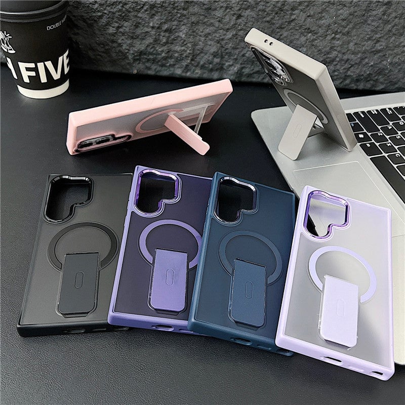 Suitable For Galaxy S25/S24/23 Series Magnetic Bracket Skin-feel Phone Case