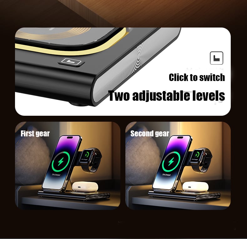 15W 3 in 1 LED Foldable Wireless Charger Stand For Samsung Or iPhone