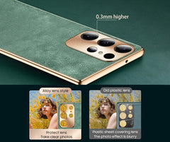 Samsung Galaxy S22 S23 S24 Series | High-End Luxury Metal Lens Leather Phone Case