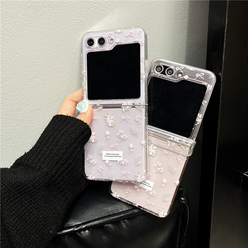 Floral Bow Phone Case For Galaxy Z Flip 3/Galaxy Z Flip 4/Galaxy Z Flip 5/Galaxy Z Flip 6