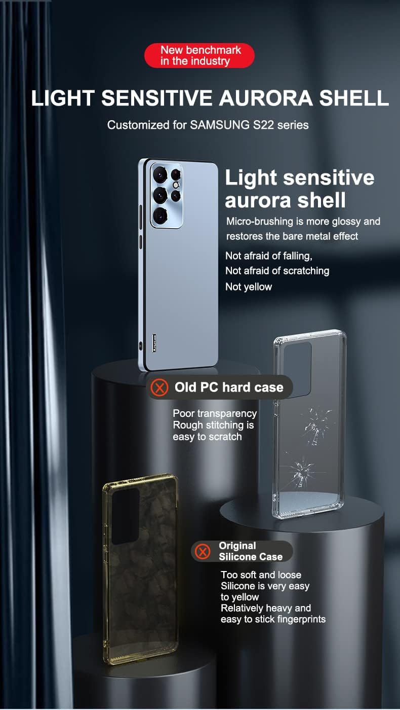 Fashionable Light-sensitive Aurora Metal Lens Soft-edge Mobile Phone Case For Samsung Galaxy S25 S24 S23 S22 S21 Series