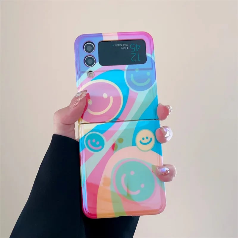 Colorful Graffiti Happy Face Phone Case For Galaxy Z Flip 3 / Galaxy Z Flip 4 / Galaxy Z Flip 5 / Galaxy Z Flip 6