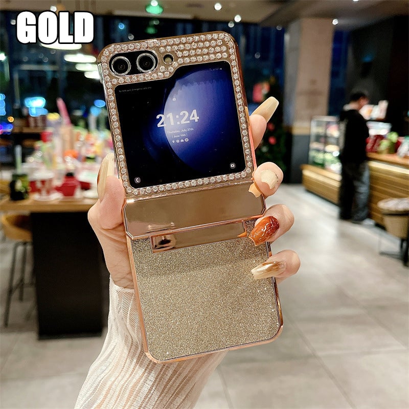 Diamond Leather Hinge Phone Case for Galaxy Z Flip 3/Galaxy Z Flip 4/Galaxy Z Flip 5/Galaxy Z Flip 6 Folding Screen