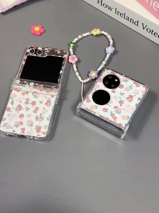 Epoxy Glitter Orange Floral Mobile Phone Case For Galaxy Z Flip 3/Galaxy Z Flip 4/Galaxy Z Flip 5/Galaxy Z Flip 6