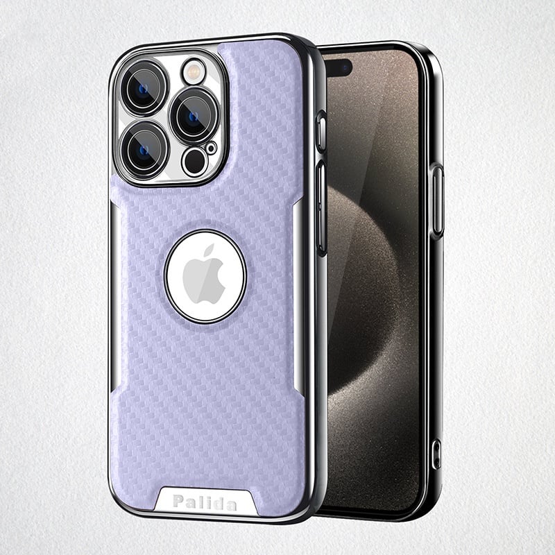 Carbon Fiber Texture Missing Label Mobile Phone Case For Apple 16/15/14/13 Series, Simple Protective Cover With Built-in Lens Film