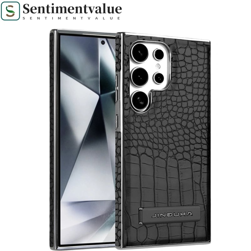 SentimentvalueTM Leather Phone Case, Premium Crocodile Leather Texture Magnetic Stand Phone Case For Samsung Galaxy S25 S24 S23 Series