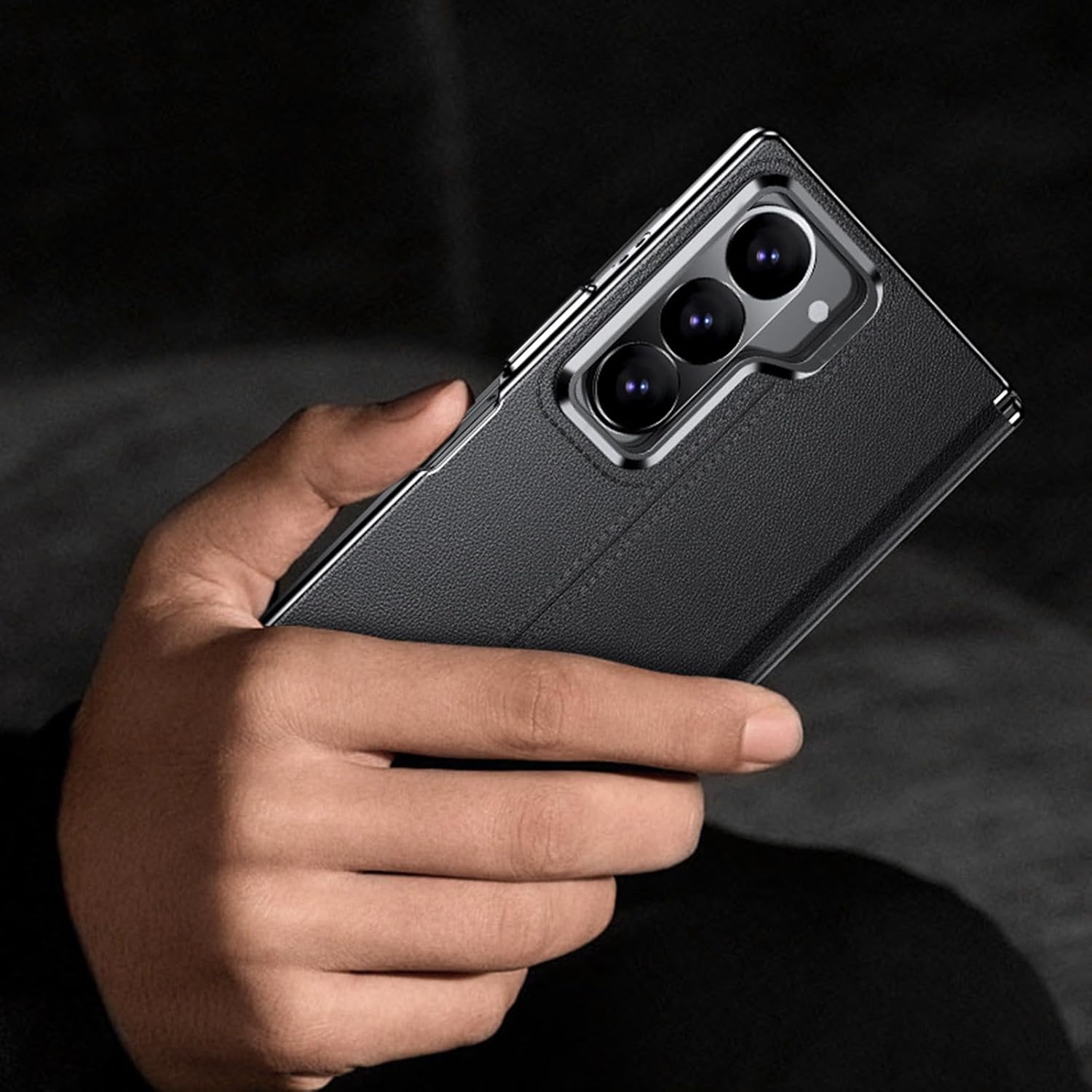 Magnetic Fold Case for Samsung Galaxy Z Fold 6,Metal Kickstand Lens Protection Phone Case Car Mounted Magnetic Suction Business Cover[Support magnetic charging]