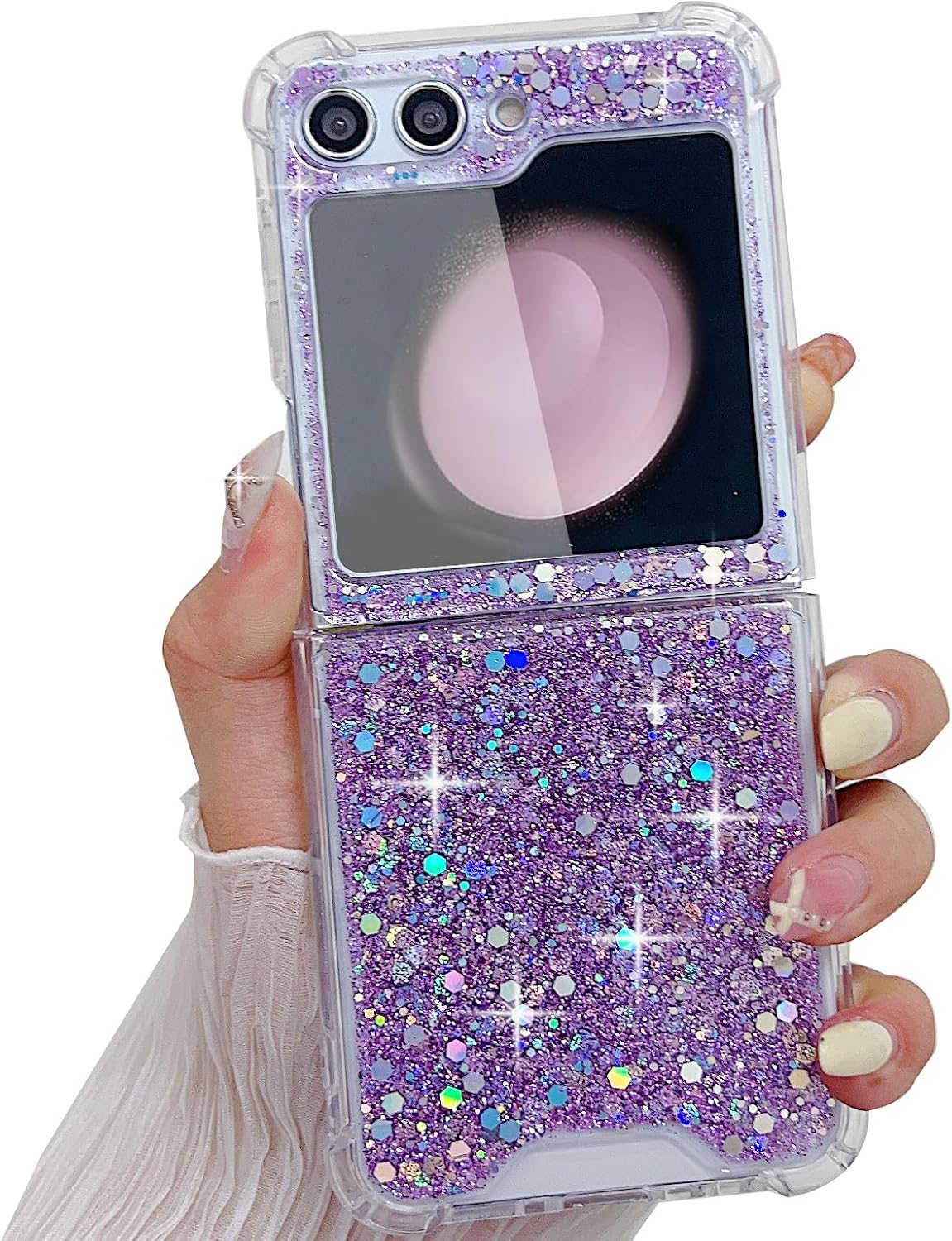 Epoxy glitter beads mobile phone case, suitable for Galaxy Z Flip 3/Galaxy Z Flip 4/Galaxy Z Flip 5/Galaxy Z Flip 6