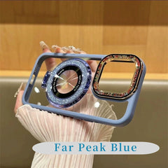 For iPhone 15/14/13/12 series dot diamond lens, glitter magnetic ring holder mobile phone case