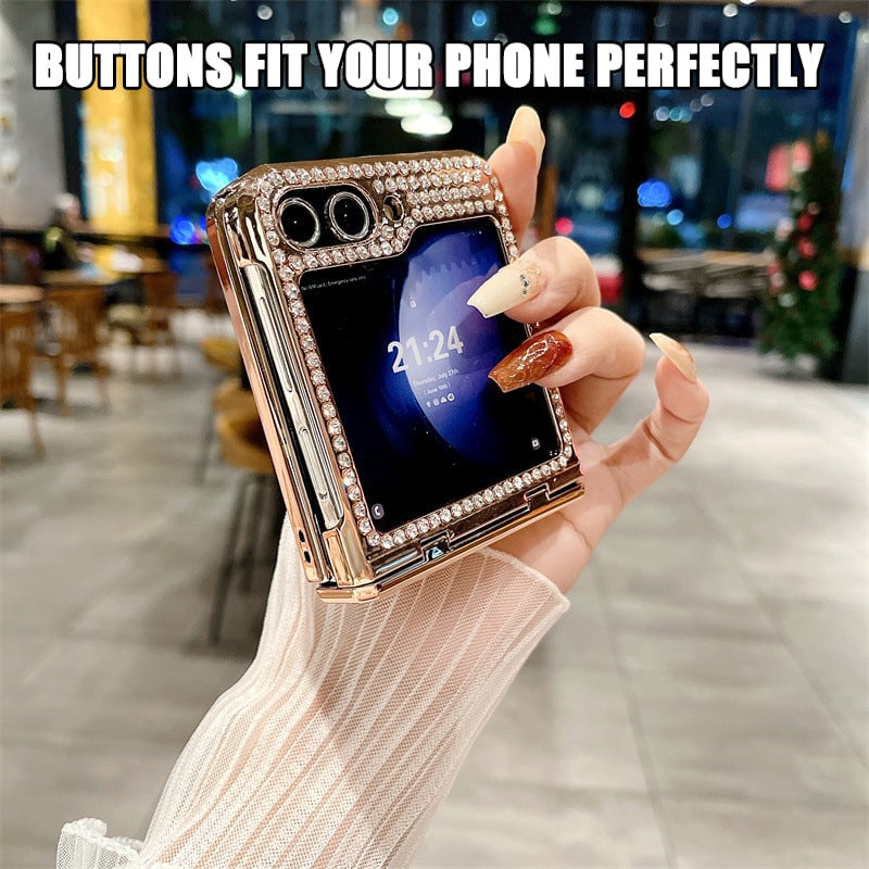 Diamond Leather Hinge Phone Case for Galaxy Z Flip 3/Galaxy Z Flip 4/Galaxy Z Flip 5/Galaxy Z Flip 6 Folding Screen