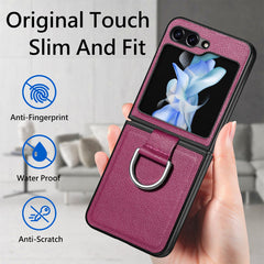Ring-style leather folding screen protective case for Galaxy Z Flip 3/Galaxy Z Flip 4/Galaxy Z Flip 5/Galaxy Z Flip 6