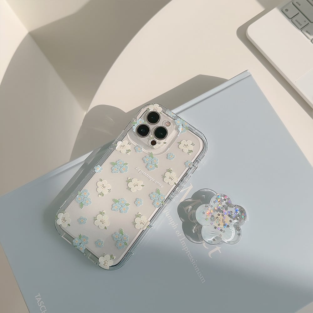 Floral Mobile Phone Case For iPhone 16/15/14/13/12/11 Series With Flower-shaped Quicksand Stand