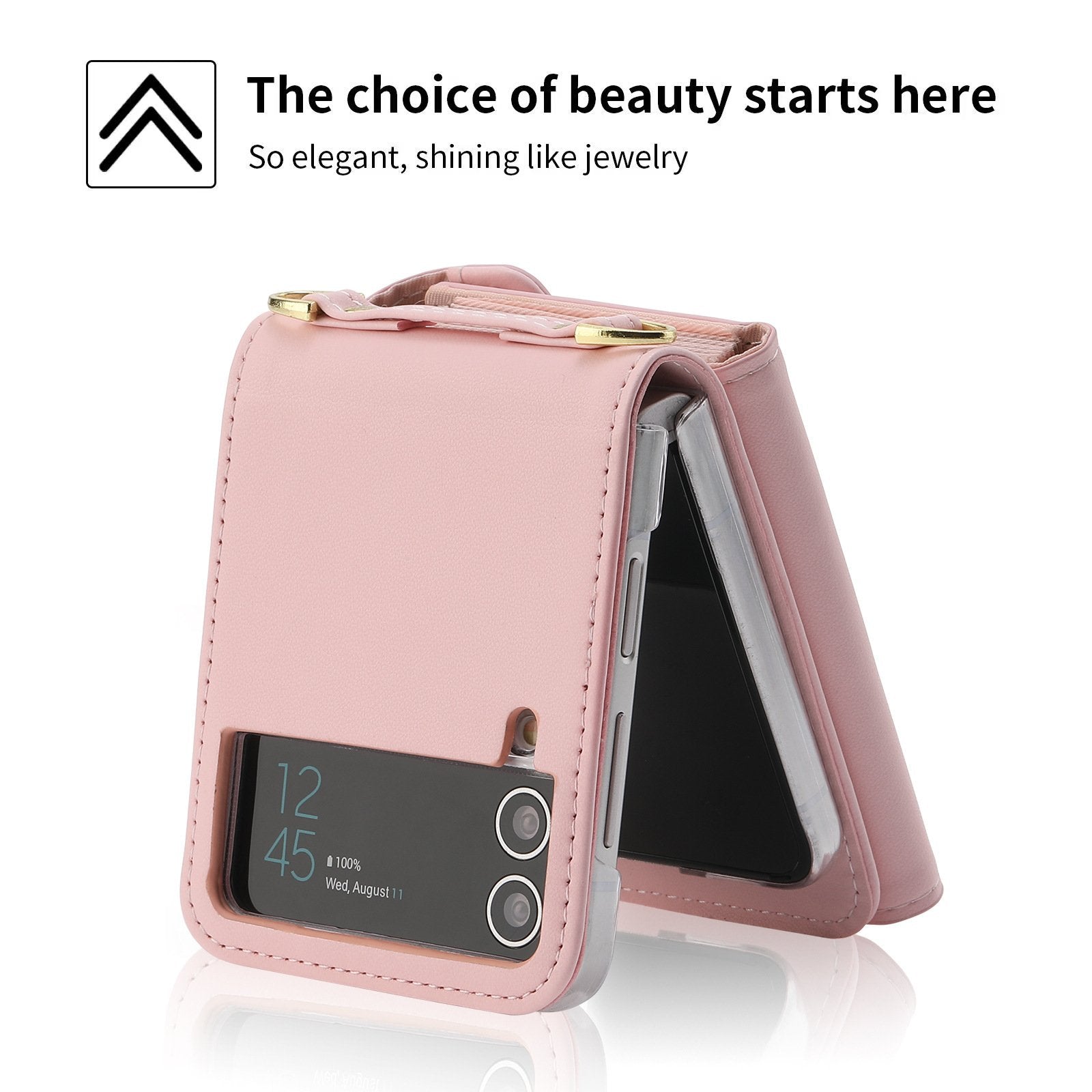 Heart Crossbody Card Holder Phone Case, Compatible with Galaxy Z Flip 3/Galaxy Z Flip 4/Galaxy Z Flip 5/Galaxy Z Flip 6