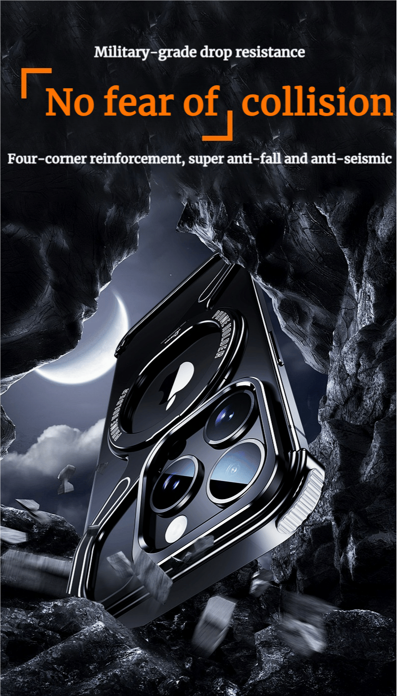 Metal Z Shell With Magnetic Bracket Hollow Heat Dissipation Mobile Phone Case Suitable For iPhone 16/15 Series