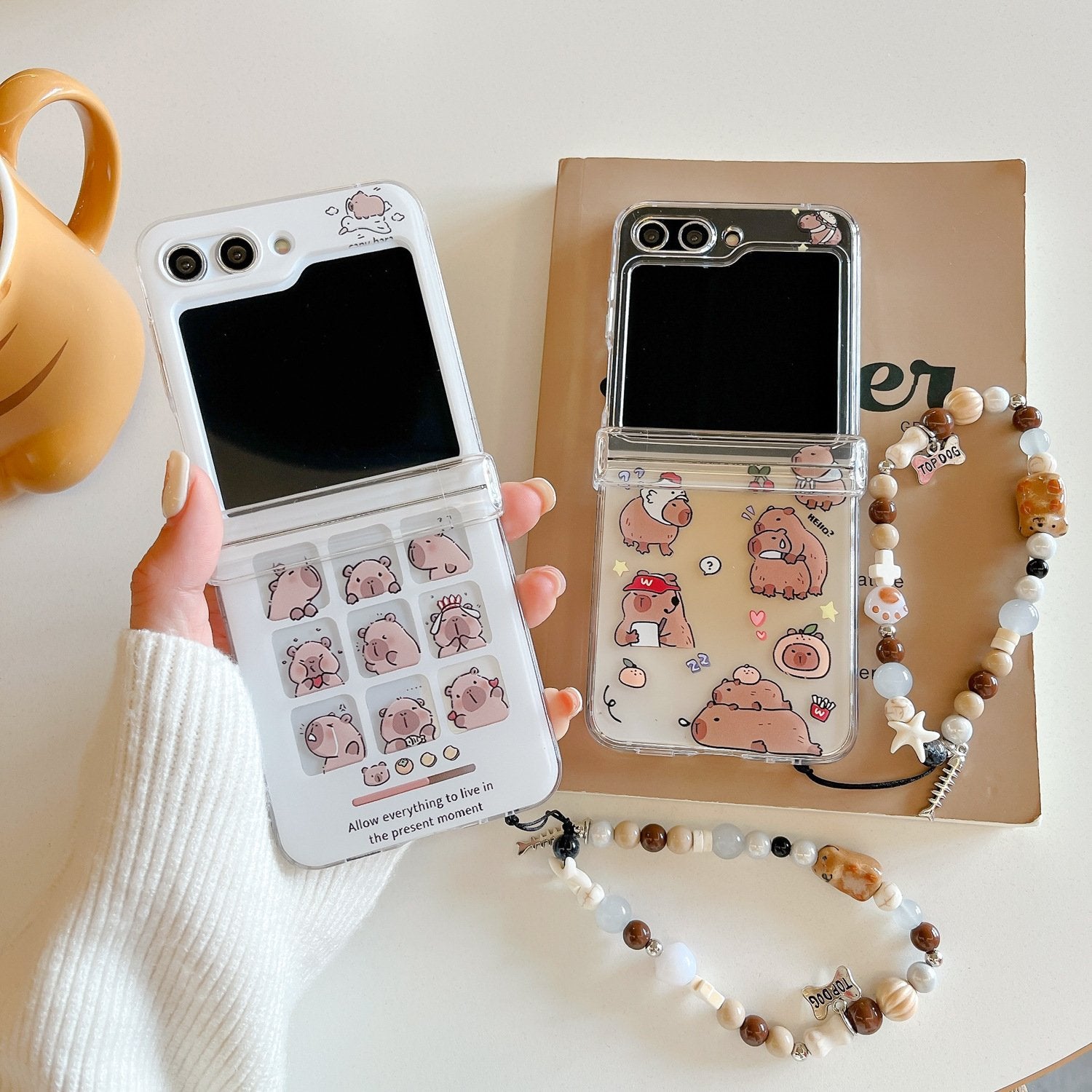 [🎉New Product✨] Cartoon Capybara Phone Case Suitable For Galaxy Z Flip 3/Galaxy Z Flip 4/Galaxy Z Flip 5/Galaxy Z Flip 6