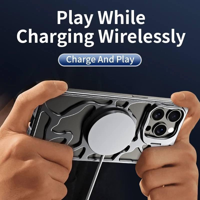 SentimentvalueTM Magnetic Heat Dissipation Hollow Metal Case With Lens Holder For iPhone 16 15 14 13 Series