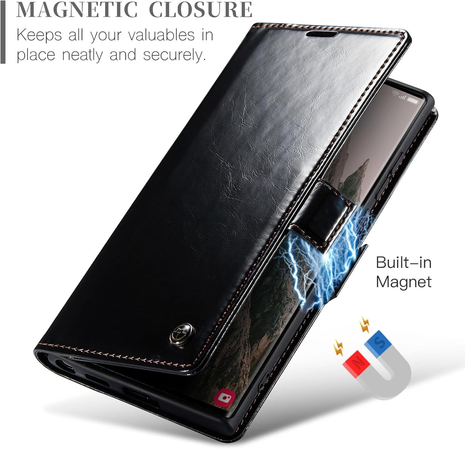 Crazy horse pattern card holder for Galaxy S24/S23/S22/S21/S20 Series