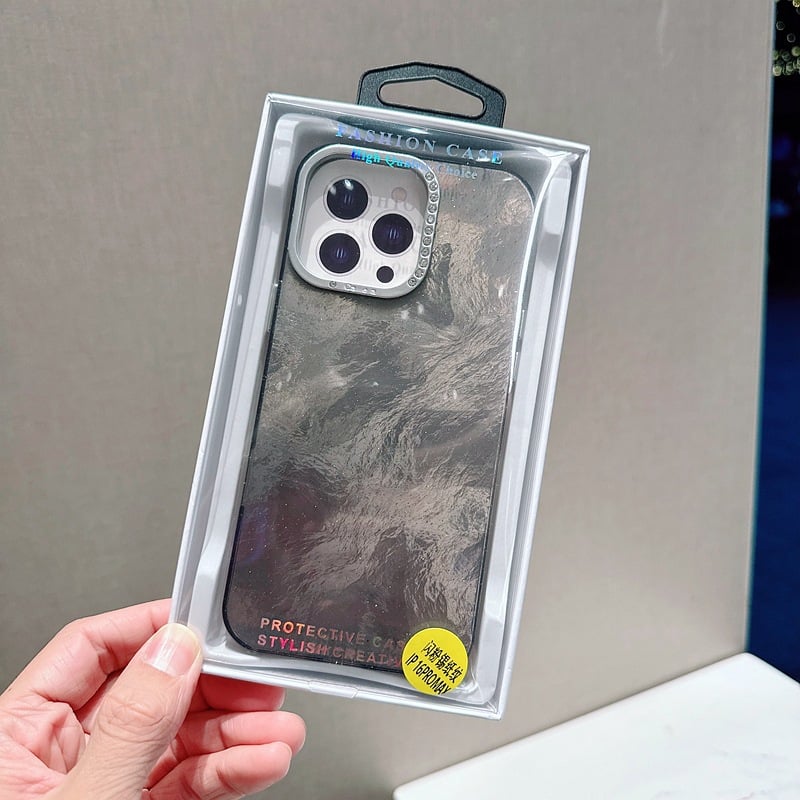 Rhinestone Mirror Frame Foil Texture Protective Case Compatible With iPhone 11/12/13/14/15/16 series