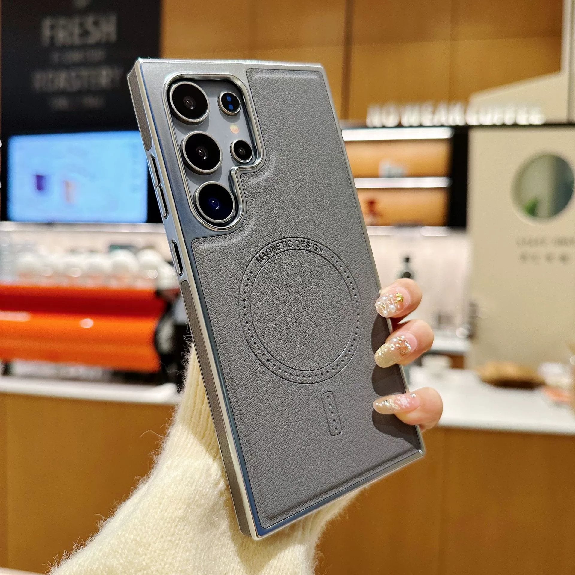 Premium Electroplated Leather Magnetic Case For Galaxy S25 Series and S24 S23 S22 Ultra