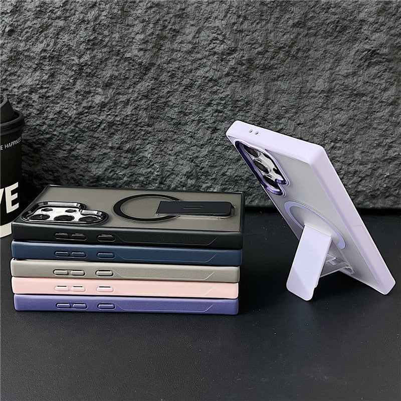 Suitable For Galaxy S25/S24/23 Series Magnetic Bracket Skin-feel Phone Case