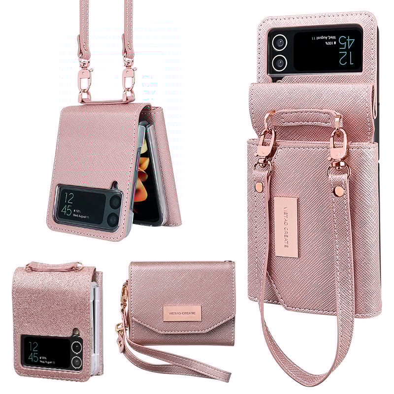 Cross pattern wallet case for Galaxy Z Flip 3/Galaxy Z Flip 4/Galaxy Z Flip 5/Galaxy Z Flip 6