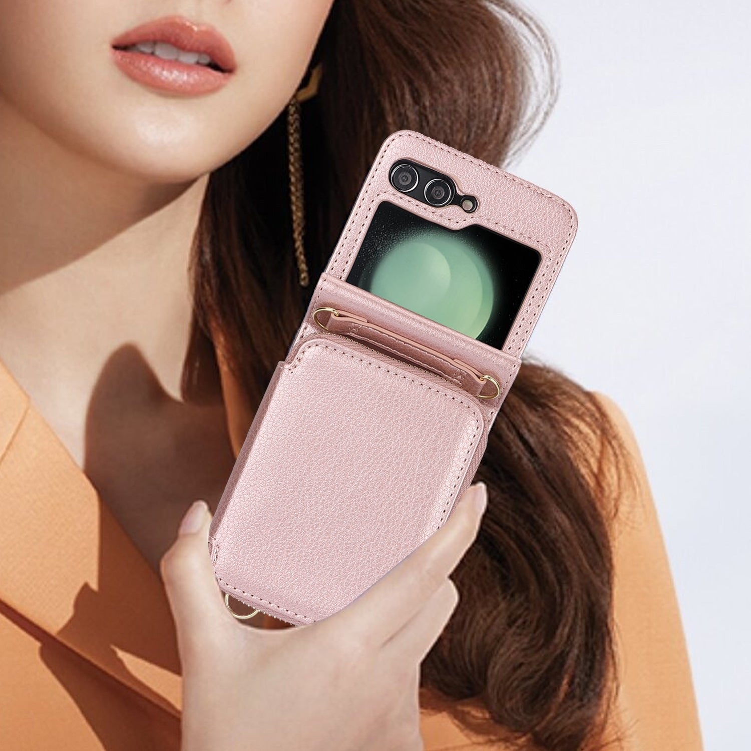 Suitable for Galaxy Z Flip 3/Galaxy Z Flip 4/Galaxy Z Flip 5/Galaxy Z Flip 6 Zipper Bag Mobile Phone Case Leather Case Card Holder