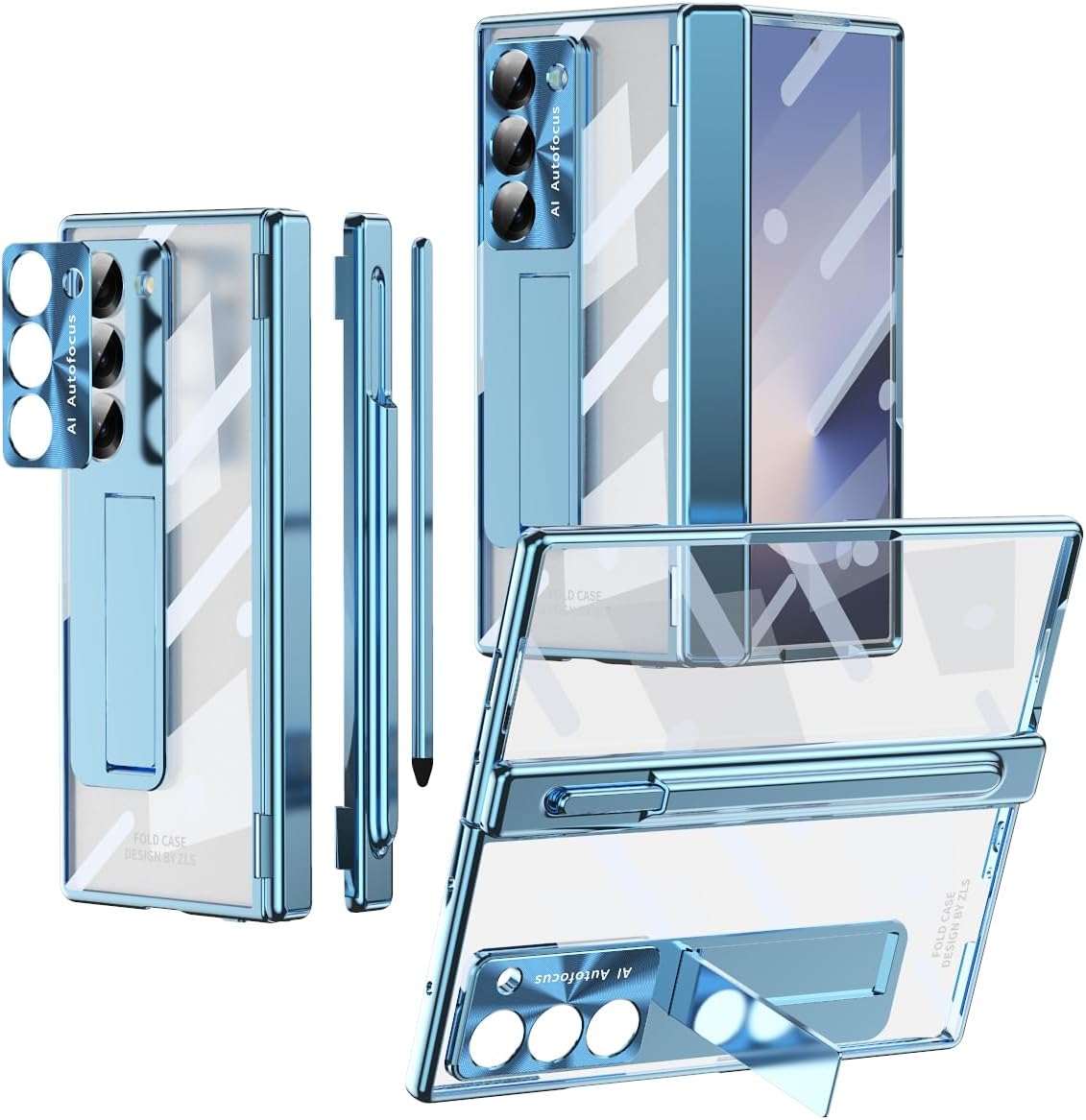 Suitable For Galaxy Z Fold 3/Galaxy Z Fold 4/Galaxy Z Fold 5/Galaxy Z Fold 6 | Transparent Case Phone Case with Pen Holder & Pen