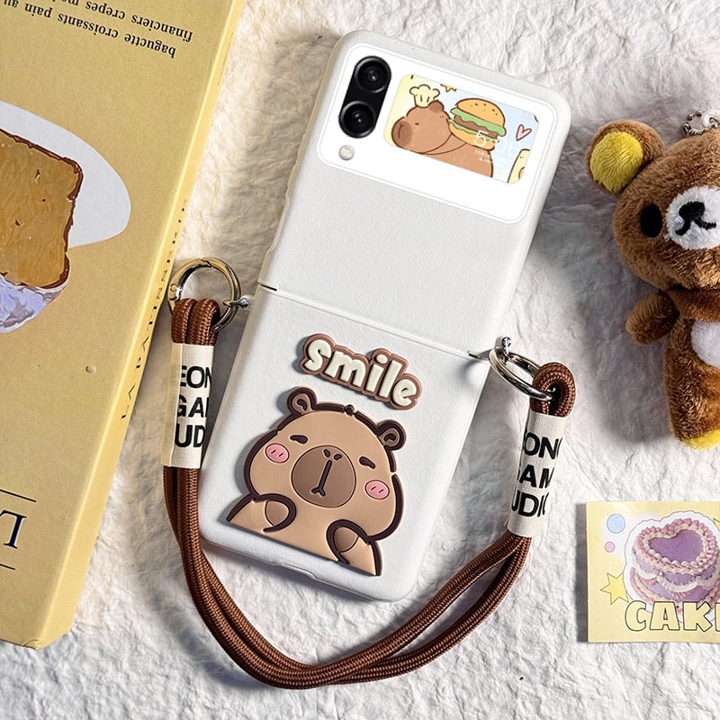 White Edge Capybara Portable Case for Galaxy Z Flip 4 / Galaxy Z Flip 5 / Galaxy Z Flip 6