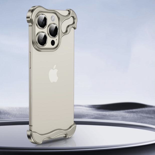 Alien-Shaped Metal Alloy Protective Borderless Slim Case for iPhone 14 and 15 Series