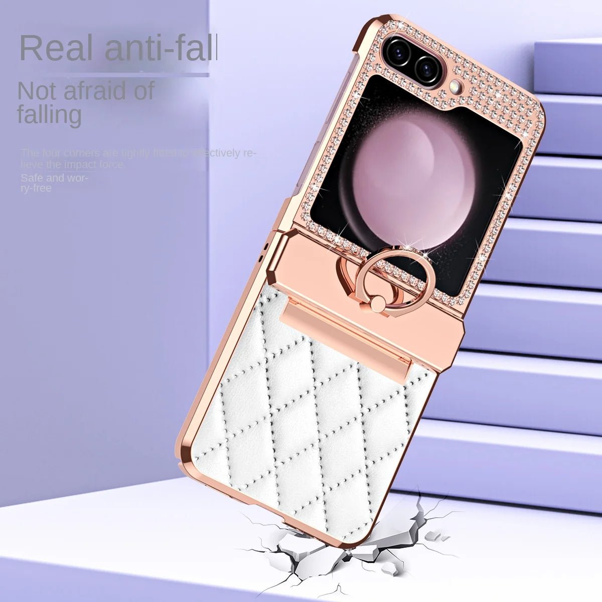 Luxury Leather Pattern Folding Protective Case, Compatible with Galaxy Z Flip 3/Galaxy Z Flip 4/Galaxy Z Flip 5