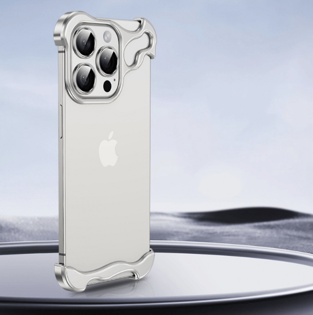 Alien-Shaped Metal Alloy Protective Borderless Slim Case for iPhone 14 and 15 Series