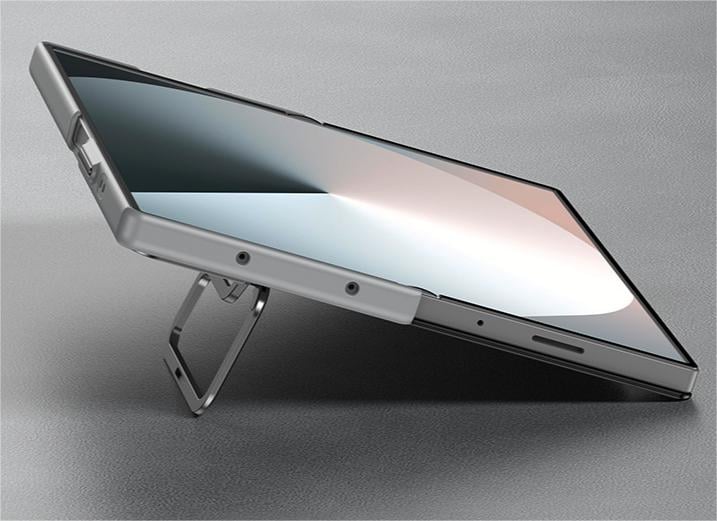 Lamb leather phone case for Samsung Galaxy Z Fold 6, built-in magnetic suction, lens holder