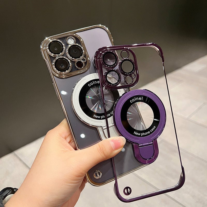Electroplated Frameless iPhone Case with Magnetic Stand & Lens Film