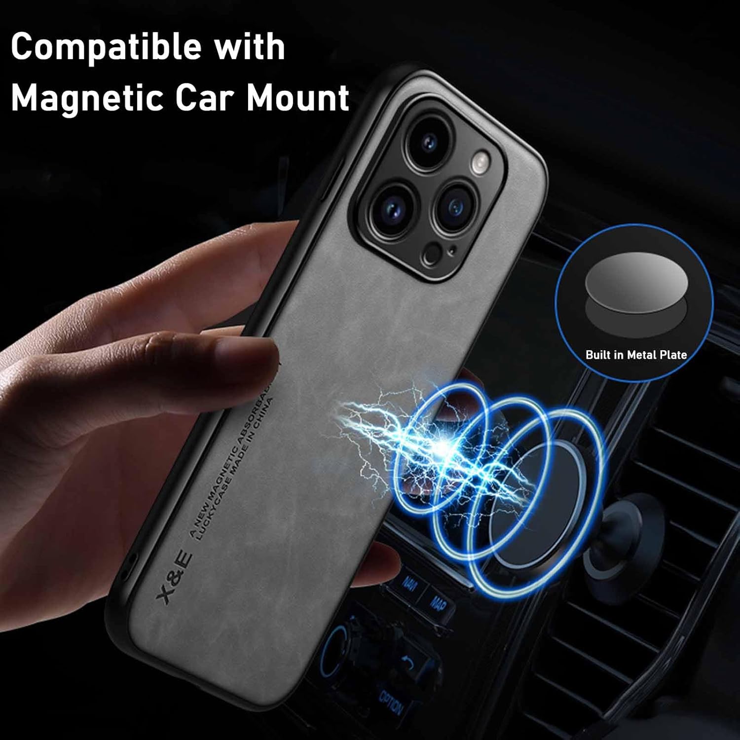 Sheepbuck leather magnetic mobile phone case for iPhone, shockproof, non-slip and ultra-light