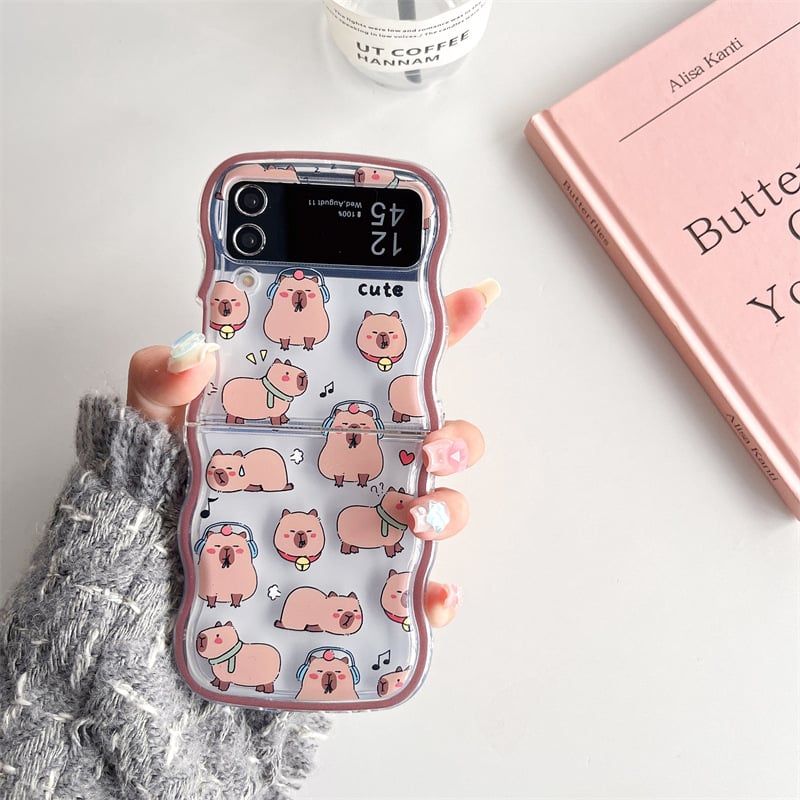 Cartoon Capybara Phone Case For Galaxy Z Flip 3 / Galaxy Z Flip 4 / Galaxy Z Flip 5 / Galaxy Z Flip 6