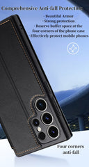 Card slot flip cover strong magnetic leather case for Galaxy S25/S24 series