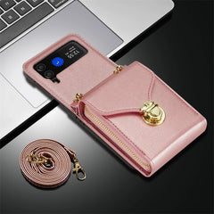 Mobile phone protective case with lanyard, crossbody, zipper card wallet for Galaxy Z Flip 3/Galaxy Z Flip 4/Galaxy Z Flip 5/Galaxy Z Flip 6