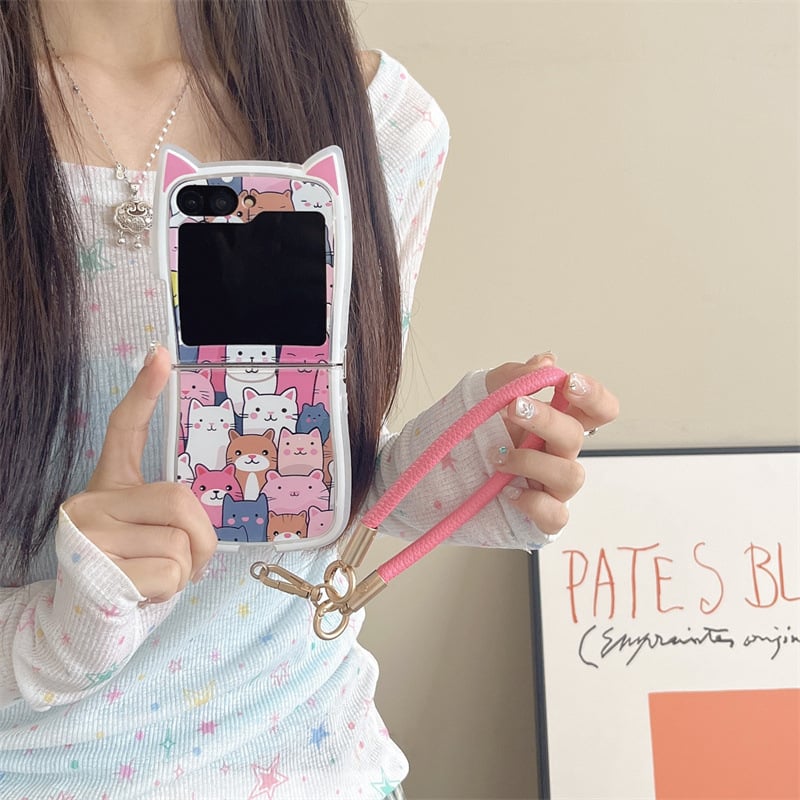 Stacking Cat Phone Case For Galaxy Z Flip 3/Galaxy Z Flip 4/Galaxy Z Flip 5/Galaxy Z Flip 6