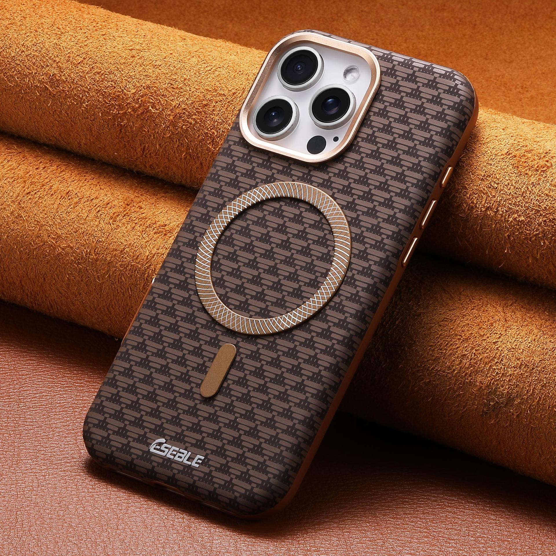 Triangular shield pattern with magnetic charging port for iPhone 16/15/14/13 series