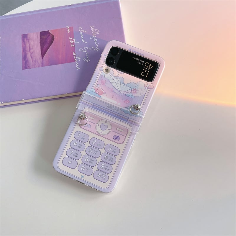 Cute retro phone case for Galaxy Z Flip 3/Galaxy Z Flip 4/Galaxy Z Flip 5/Galaxy Z Flip 6, hinged full cover case