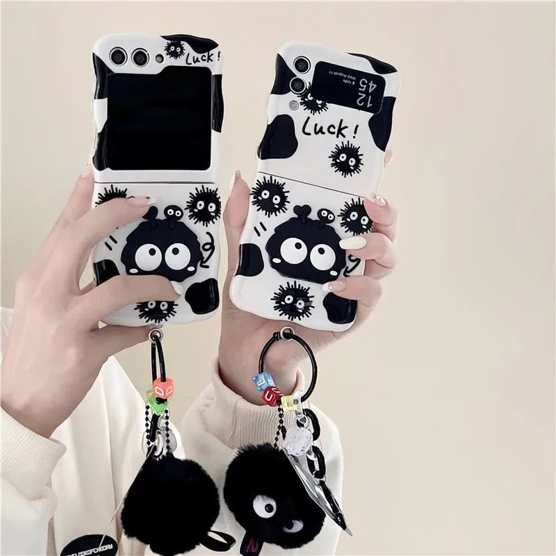 New Cartoon Cute Briquettes Twisted Edge Soft Shell Phone Case for Galaxy Z Flip 3/Galaxy Z Flip 4/Galaxy Z Flip 5/Galaxy Z Flip 6