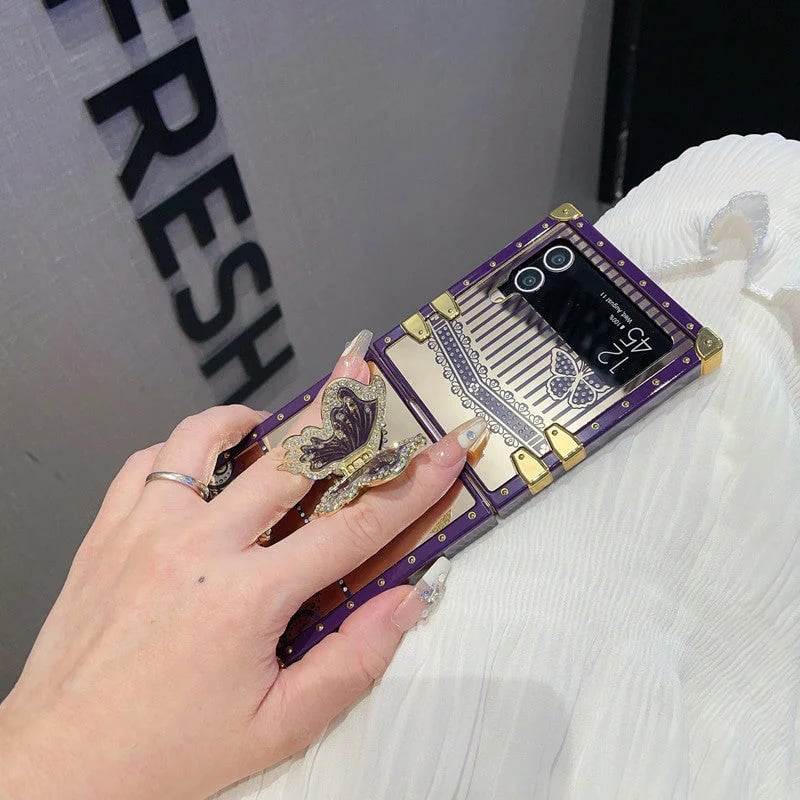 Chic Butterfly Stand Case For Galaxy Z Flip 3/Galaxy Z Flip 4/Galaxy Z Flip 5/Galaxy Z Flip 6 , Lightweight Elegance