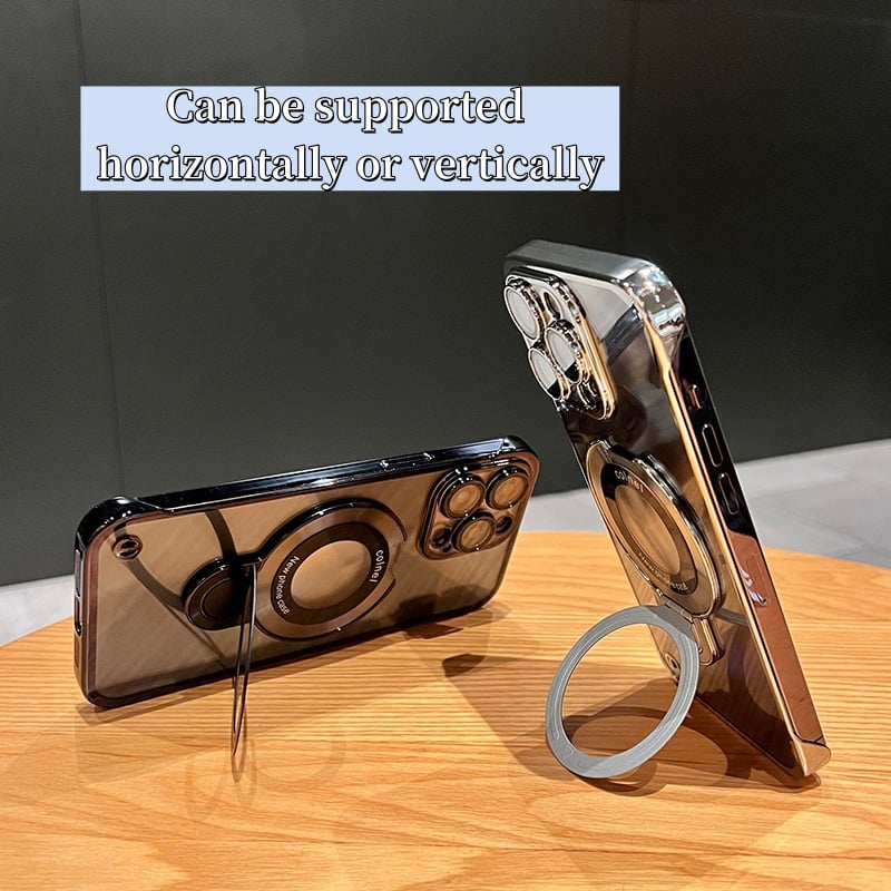 Electroplated Frameless iPhone Case with Magnetic Stand & Lens Film